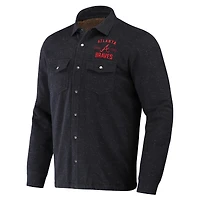 Collection Darius Rucker pour hommes par Fanatics Black Atlanta Braves Ringstop Full-Snap Shacket