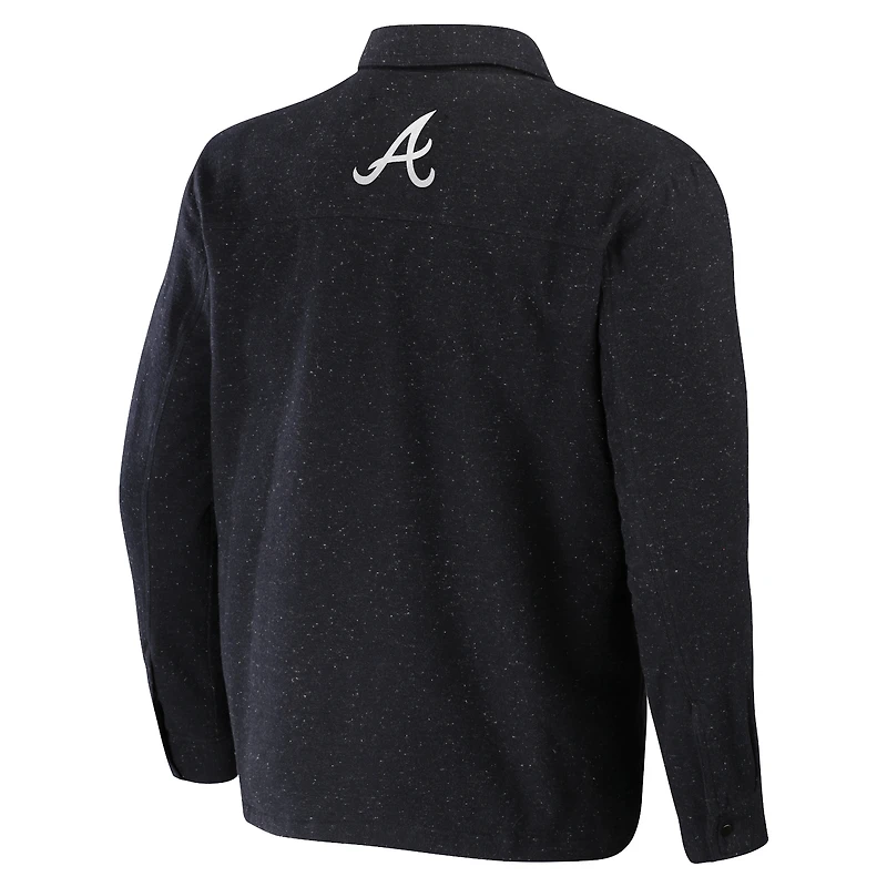 Collection Darius Rucker pour hommes par Fanatics Black Atlanta Braves Ringstop Full-Snap Shacket