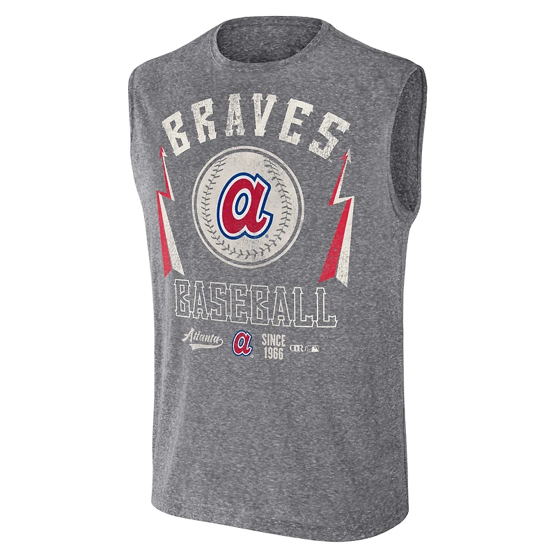 Collection Darius Rucker pour hommes par Fanatics Charcoal Atlanta Braves Débardeur musclé coupe décontractée