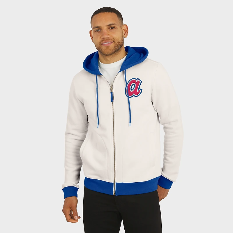 Sweat à capuche zippé en polaire crème des Braves d'Atlanta pour homme de la collection Darius Rucker par Fanatics