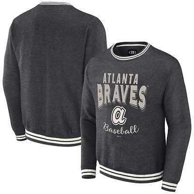 Men's Darius Rucker Collection by Fanatics  Heather Charcoal Atlanta Braves Vintage Pullover Sweatshirt
