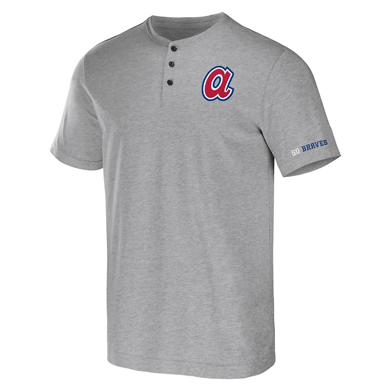 Collection Darius Rucker par Fanatics pour homme gris chiné Atlanta Braves Henley T-shirt