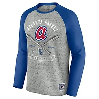 T-shirt de baseball à manches longues raglan et bords bruts pour homme, collection Darius Rucker par Fanatics, gris chiné, des Braves d'Atlanta