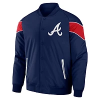 Collection Darius Rucker pour hommes par Fanatics - Veste de baseball raglan à boutons-pression bleu marine des Atlanta Braves