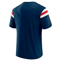 Men's Darius Rucker Collection by Fanatics Navy Atlanta Braves Distressed Sleeve Stripe T-Shirt