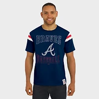 T-shirt rayé bleu marine à manches vieillies pour homme, collection Darius Rucker par Fanatics, des Braves d'Atlanta