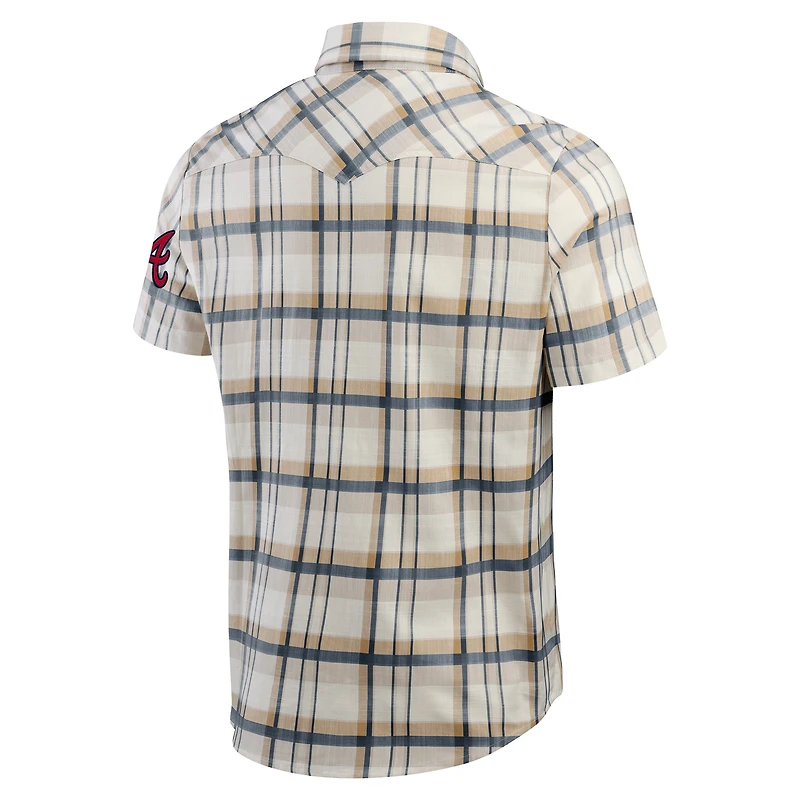 Men's Darius Rucker Collection by Fanatics Navy Atlanta Braves Plaid Full-Snap Shirt