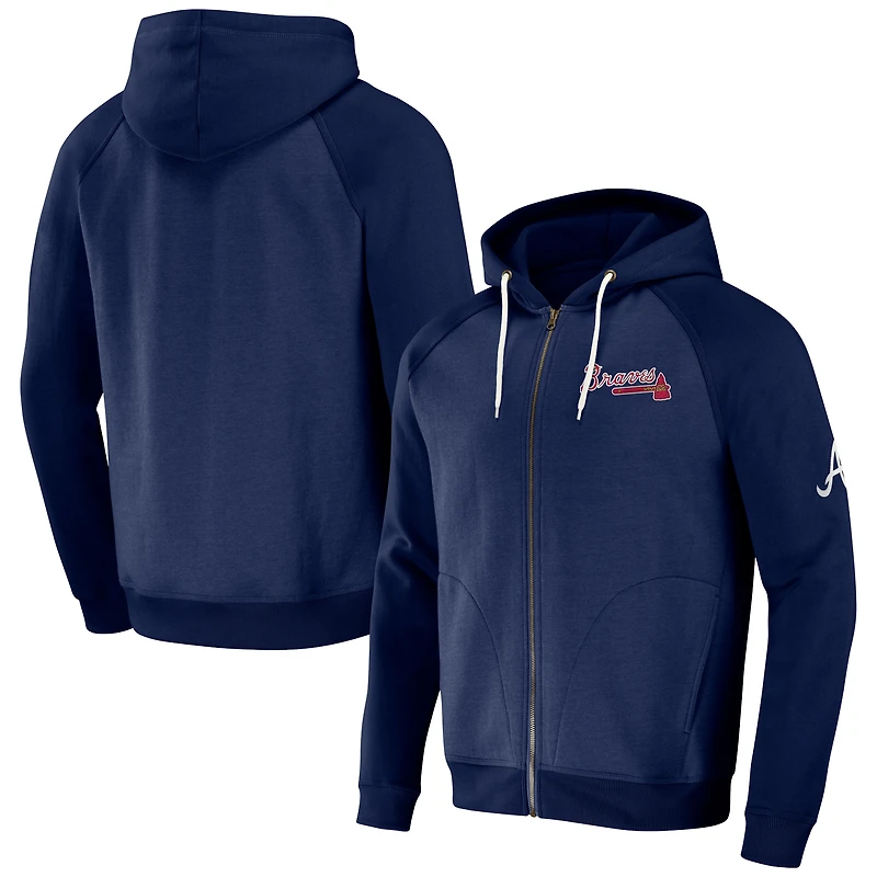 Collection Darius Rucker pour homme par Fanatics Navy Atlanta Braves Raglan Full-Zip Hoodie