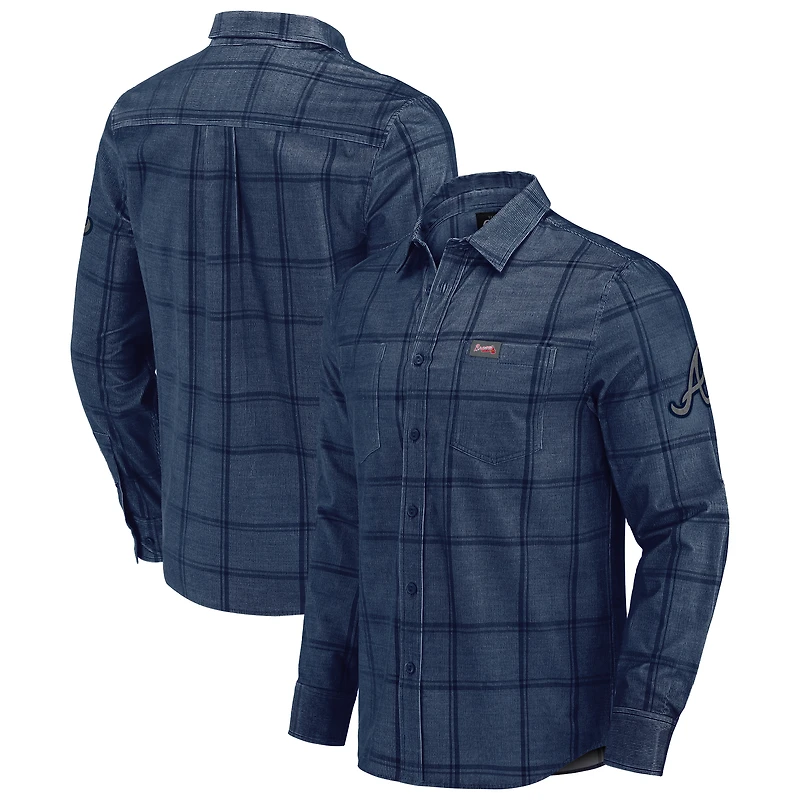 Chemise boutonnée en velours côtelé fin bleu marine des Braves d'Atlanta pour homme, collection Darius Rucker par Fanatics