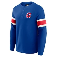 T-shirt Henley à manches longues raglan en tricot gaufré pour homme de la collection Darius Rucker par Fanatics Royal Atlanta Braves