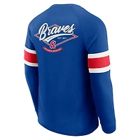 T-shirt Henley à manches longues raglan en tricot gaufré pour homme de la collection Darius Rucker par Fanatics Royal Atlanta Braves