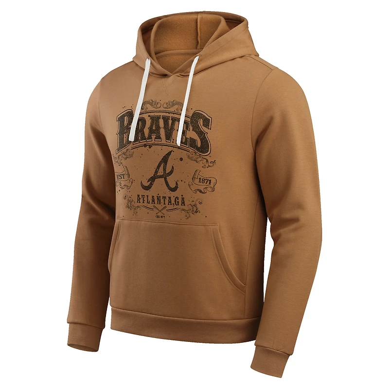 Men's Darius Rucker Collection by Fanatics Tan Atlanta Braves Camp Fleece Pullover Hoodie