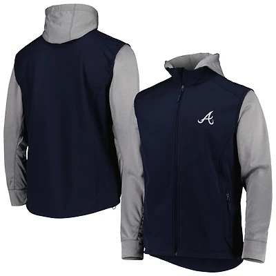 Veste à glissière pleine longueur Dunbrooke pour homme, bleu marine/gris chiné, Atlanta Braves Alpha