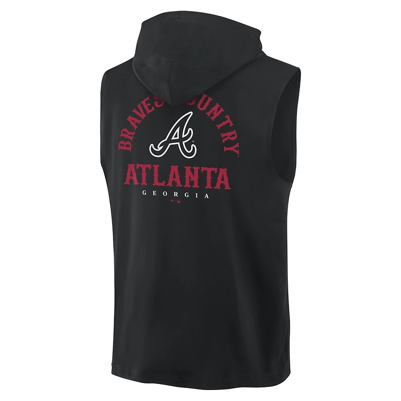 Men's Fanatics Black Atlanta Braves Fire Speed Sleeveless Pullover Hoodie