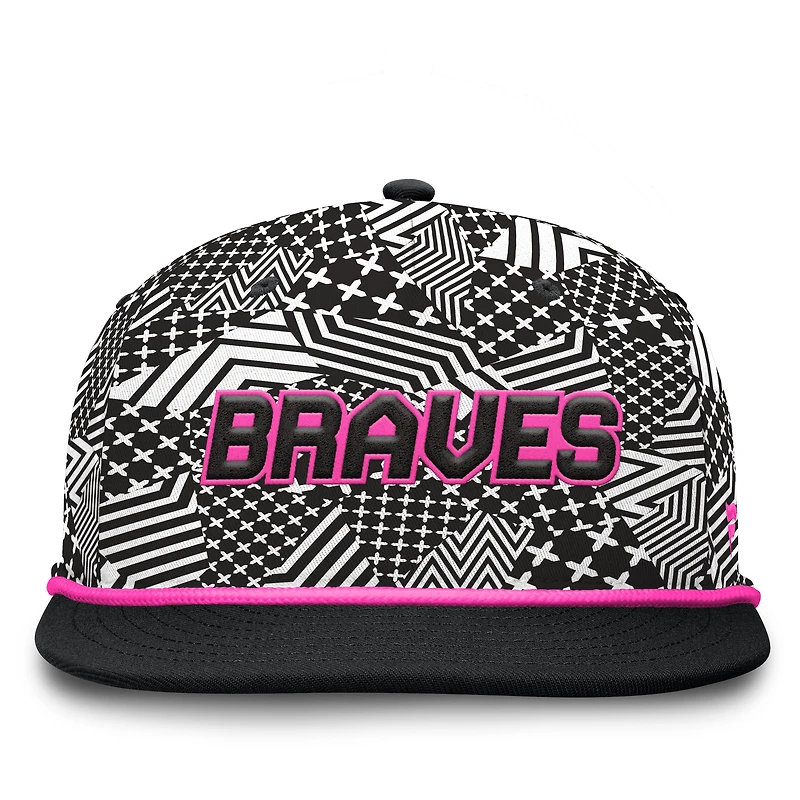 Casquette Snapback Let's Glow Moon Shot Fanatics noire pour hommes des Braves d'Atlanta