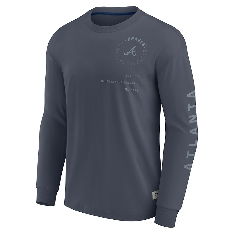 T-shirt à manches longues bleu Fanatics pour homme Atlanta Braves Elements Future Ground avec informations tonales
