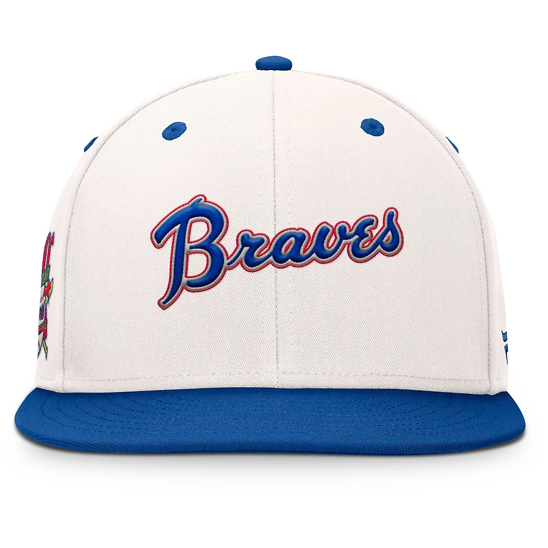 Casquette ajustée Fanatics pour homme, crème/bleu royal, des Braves d'Atlanta