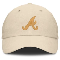 Men's Fanatics Cream Atlanta Braves Front Office Leather Patch Adjustable Hat