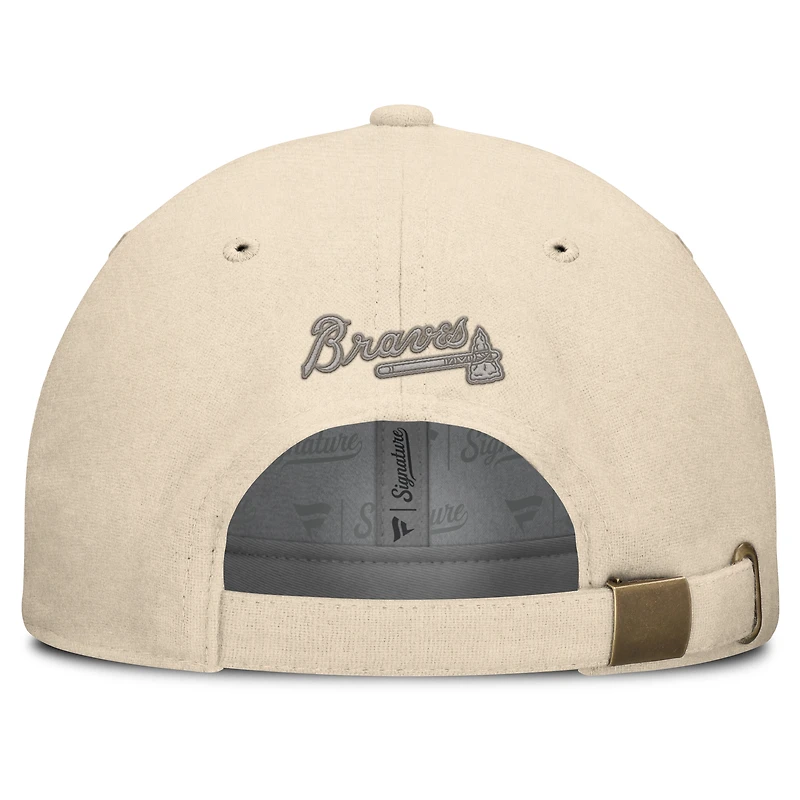Men's Fanatics Cream Atlanta Braves Front Office Leather Patch Adjustable Hat
