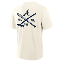 Men's Fanatics Cream Atlanta Braves Nostalgia Stadium Slub T-Shirt