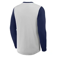 Chemise Henley à manches longues Fanatics gris/bleu marine des Braves d'Atlanta pour homme