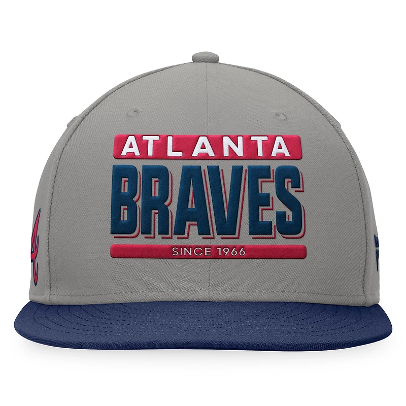 Men's Fanatics Gray/Navy Atlanta Braves Line Drive Two-Tone Snapback Hat