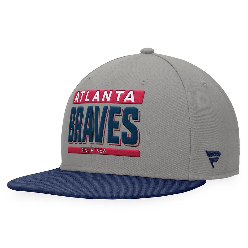 Men's Fanatics Gray/Navy Atlanta Braves Line Drive Two-Tone Snapback Hat