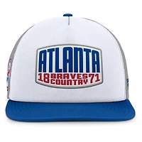 Men's Fanatics Gray/White Atlanta Braves Cranked Foam Front Patch Trucker Adjustable Hat