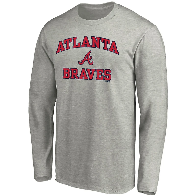 T-shirt gris à manches longues Fanatics Atlanta Braves Heart & Soul pour hommes