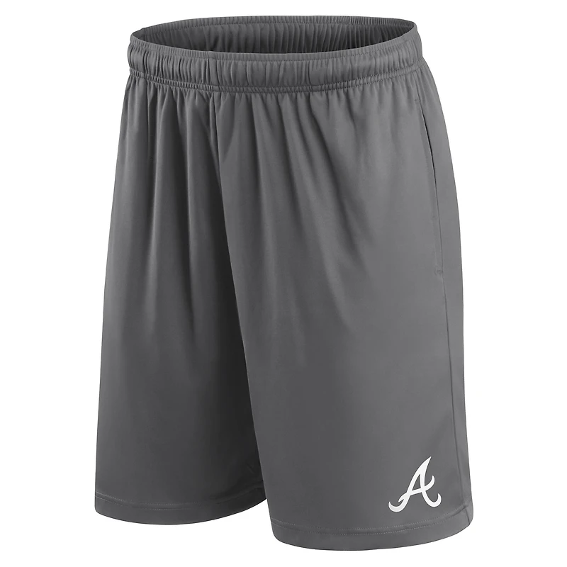 Short Fanatics gris pour homme avec logo principal des Atlanta Braves
