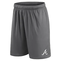 Short Fanatics gris pour homme avec logo principal des Atlanta Braves