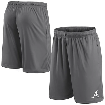 Short Fanatics gris pour homme avec logo principal des Atlanta Braves