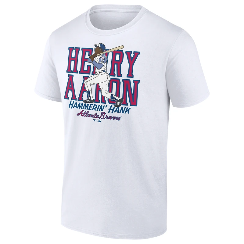 T-shirt homme Fanatics Hank Aaron blanc Atlanta Braves Cooperstown Collection Player
