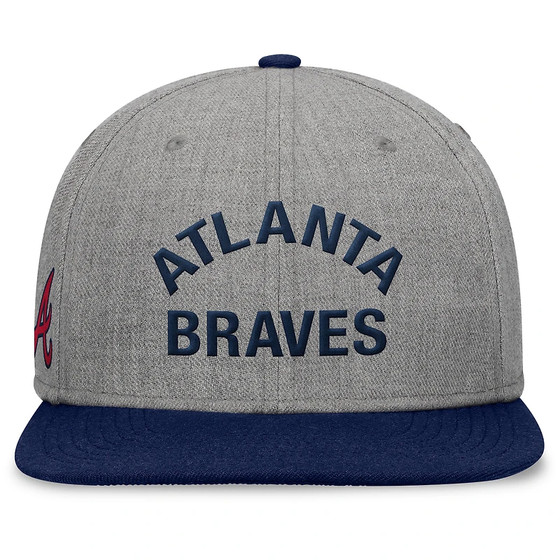 Men's Fanatics Heather Gray/Navy Atlanta Braves Elements Flat Brim Snapbuckle Hat