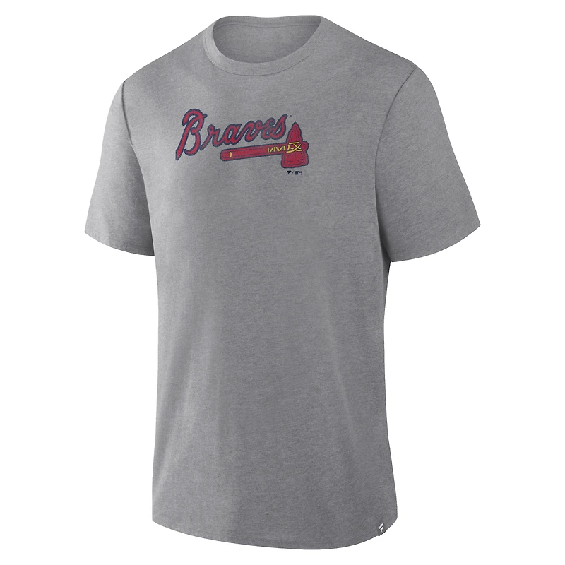 Men's Fanatics Heather Gray Atlanta Braves Play Tribute Tri-Blend T-Shirt