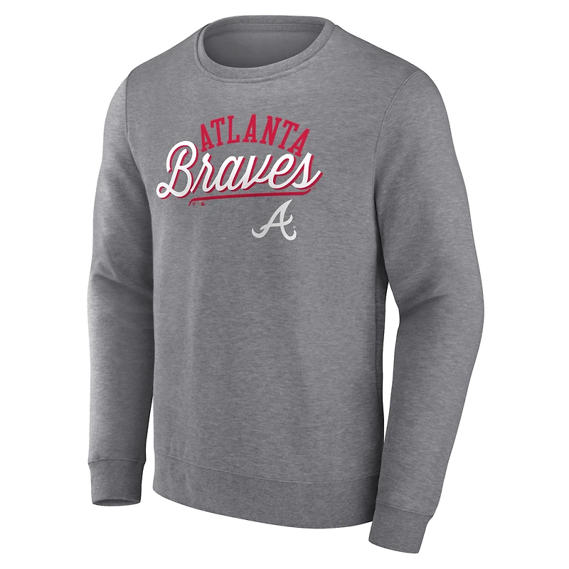 Men's Fanatics Heather Gray Atlanta Braves Simplicity Pullover Sweatshirt
