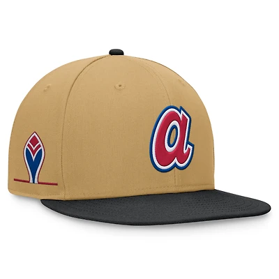 Casquette ajustée bicolore Heritage Braves d'Atlanta Fanatics kaki/noir pour hommes