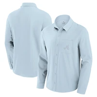 Chemise boutonnée à manches longues Fanatics pour hommes, bleu clair, Atlanta Braves Front Office