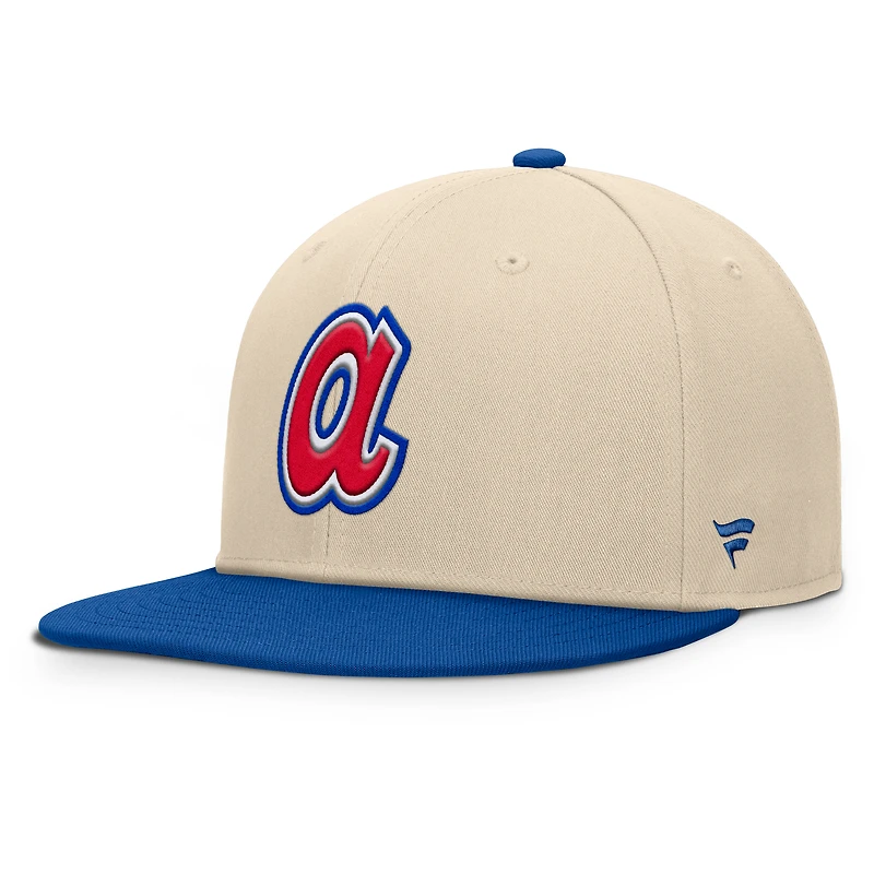 Men's Fanatics Natural/Royal Atlanta Braves Cooperstown Collection Bounder Snapback Hat