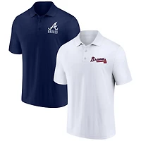 Ensemble de deux polos Fanatics bleu marine/blanc Atlanta Braves pour homme, logo Lockup