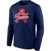 T-shirt à manches longues pour hommes Fanatics Navy Atlanta Braves A-Town Hometown Collection