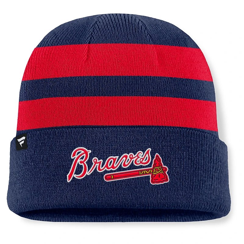 Bonnet en tricot à revers Fanatics bleu marine Atlanta Braves Baseline pour homme