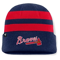 Bonnet en tricot à revers Fanatics bleu marine Atlanta Braves Baseline pour homme