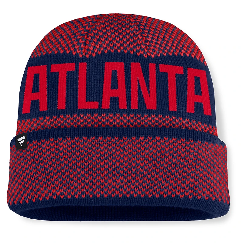 Bonnet en tricot à revers Fanatics bleu marine Atlanta Braves Rotation pour homme