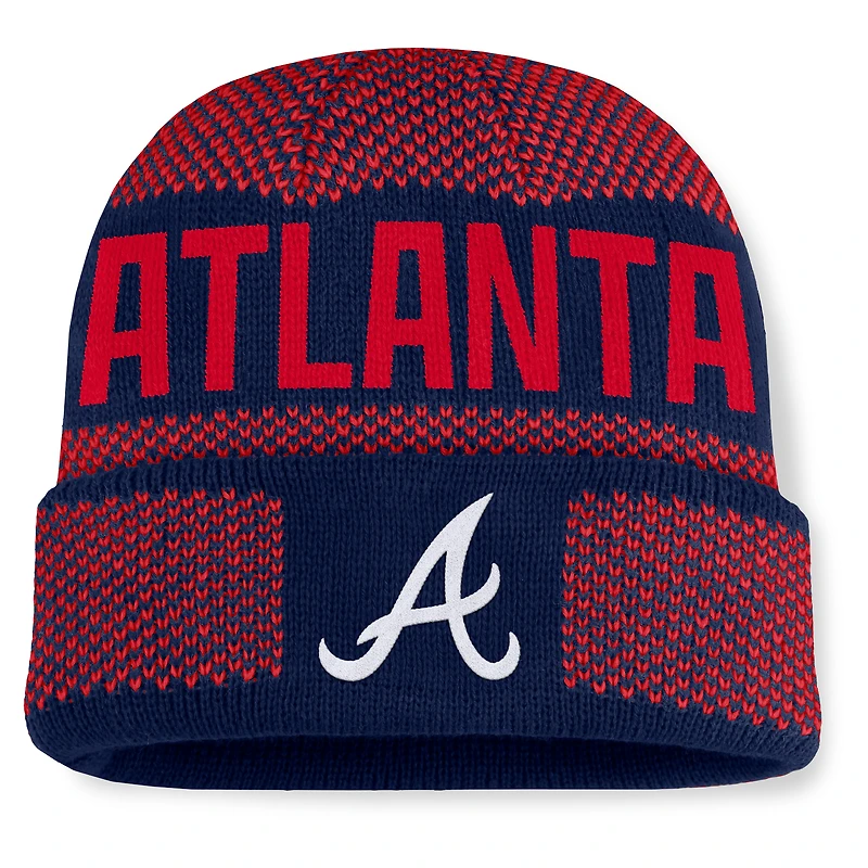 Bonnet en tricot à revers Fanatics bleu marine Atlanta Braves Rotation pour homme