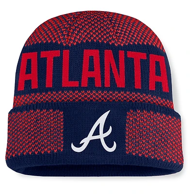 Bonnet en tricot à revers Fanatics bleu marine Atlanta Braves Rotation pour homme