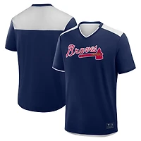 T-shirt col V bleu marine Fanatics pour homme, motif Atlanta Braves Walk Off