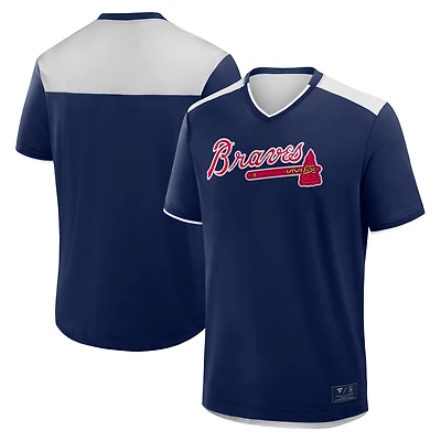 T-shirt col V bleu marine Fanatics pour homme, motif Atlanta Braves Walk Off