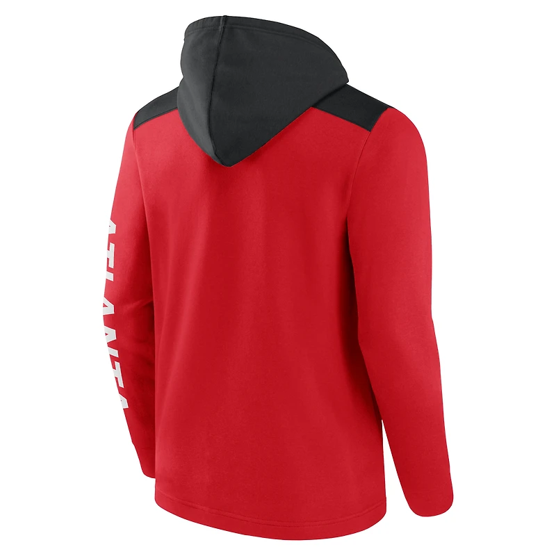 Sweat à capuche entièrement zippé Fanatics pour hommes rouge/noir Atlanta Braves Ace