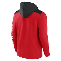 Sweat à capuche entièrement zippé Fanatics pour hommes rouge/noir Atlanta Braves Ace
